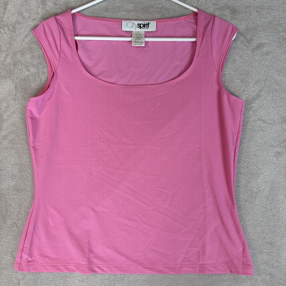 VTG Mean Girls USA Tank Top Women's M Pink Baby Stretch Barbie Preppy 90s Y2K